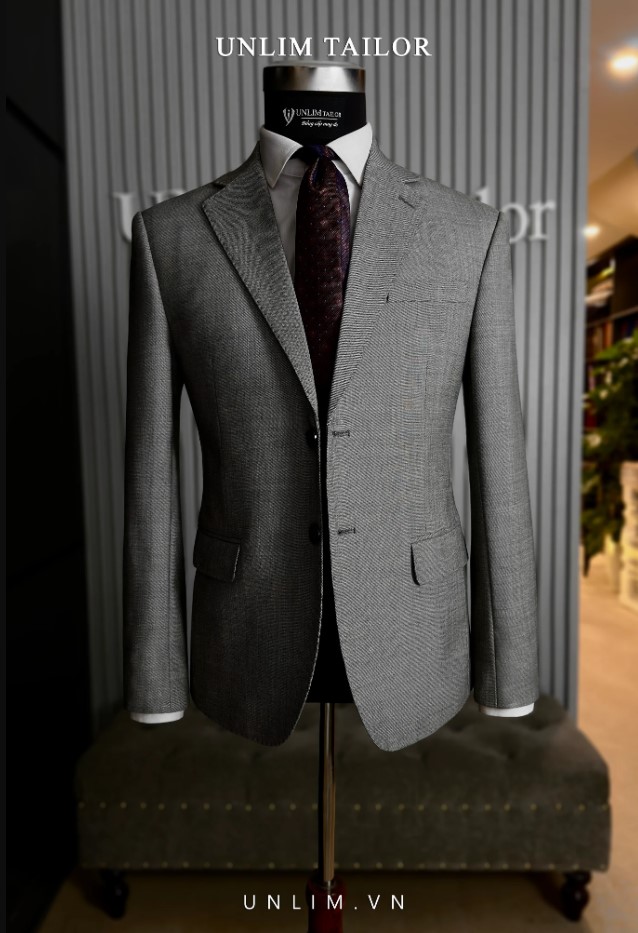 Blazer Xám Sáng Cổ K Vân Sóng - detail images